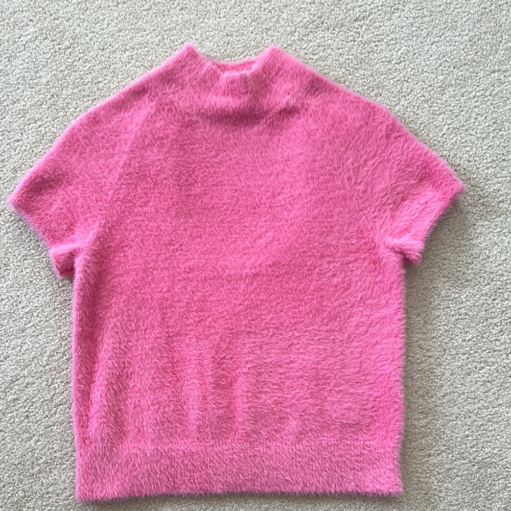 Pink Cowl Neck Sweater with Short Sleeves